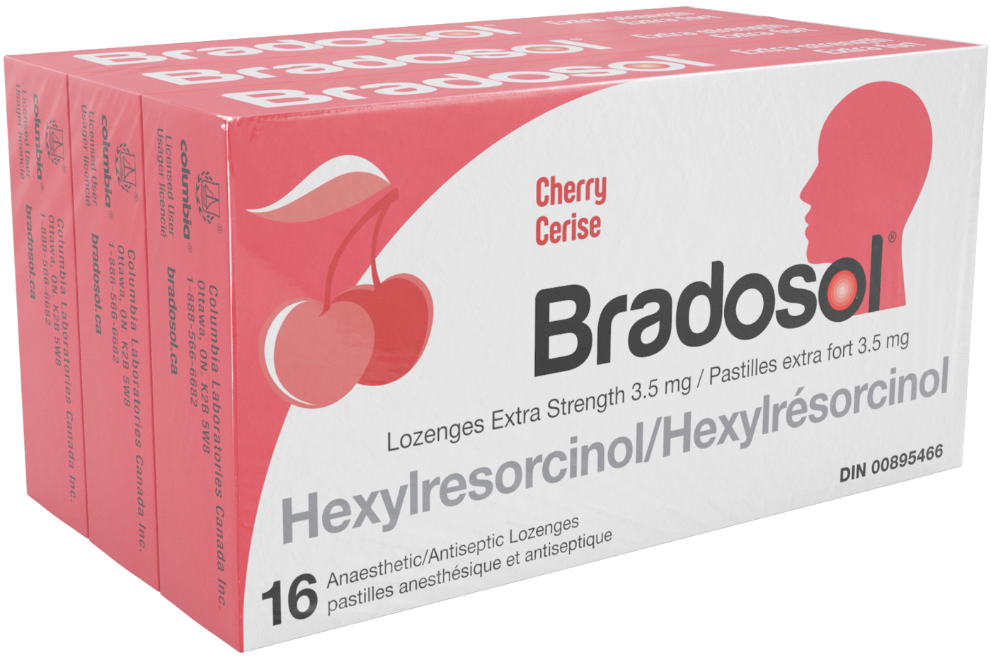 Bradosol Cherry Extra Strength Lozenges 3-Pack (48 lozenges)