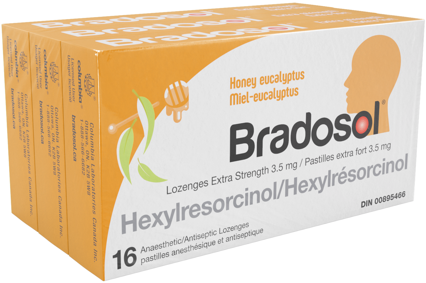 Bradosol Honey Eucalyptus Extra Strength Lozenges 3-Pack (48 lozenges)
